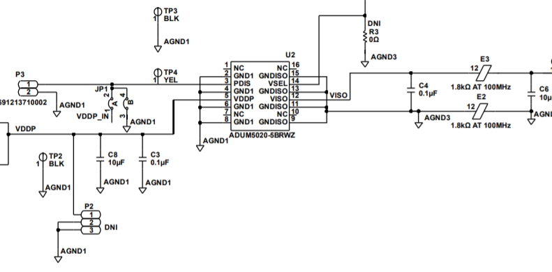 图 1 ADUM5020 典型应用电路